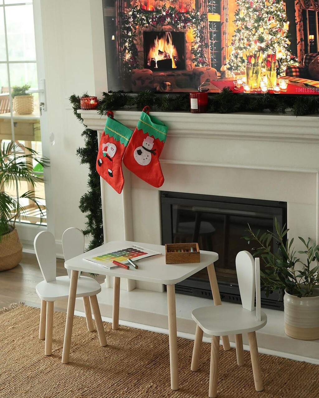 Set masa si scaun pentru copii, Hanah Home, Bunny Two Chair Set, Alb - imagine 4